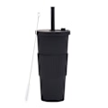 Miniatyrbild 1 av 5: 700ml Stor kapacitet dubbellagers plastkopp Halmmjölk Tekopp Bärbar utomhushalmkopp black