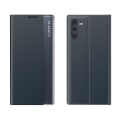 Miniatyrbild 2 av 5: För Galaxy Note 10 Plus sidoskärm Magnetisk horisontell vändbar texturduk + PC- case med & för Galaxy Note 10 Plus Dark Blue