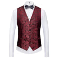 Miniatyrbild 3 av 5: Schan Herr 3-delade kostymer Sjal Lapel Enknapps Smoking Blazer Västbyxor Set För Bröllop Red L