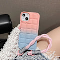 Miniatyrbild 1 av 5: 3d case kompatibelt med Iphone 15 Pro Max, mjuk Tpu Stötsäkert case med handrep Pink-Blue For iPhone 15 Pro Max