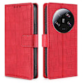 Miniatyrbild 1 av 5: För Xiaomi 13 Ultra Flip phone case Crocodile Texture Pu Läder Skin-touch cover Red