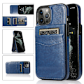 Miniatyrbild 1 av 5: Flip Premium Läder Magnetlås Heavy Duty Case För Iphone 15 Pro Max/15 Ultra Med Kickstand blue