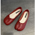 Miniatyrbild 1 av 5: Tabi Ninja Skor Kvinna Mikrofiber Läder Bekväma plattor Delad tå Tofflor Mjuk botten Loafers Rejäla shorts dammockasiner 35-40 red flats 9