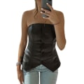 Miniatyrbild 4 av 5: Kvinnor axelbandslösa korsetter Pu-läderväst Tank Bustier Camisole Toppar Clubwear M