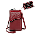 Miniatyrbild 1 av 4: Liten axelväska i läder, Crossbody-väska Mobilplånbok Plånbok Dam Lättvikts Crossbody-väska, röd null none