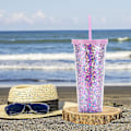 Miniatyrbild 5 av 5: 700 ml dubbellagers plastmugg, enkel genomskinlig glitterhalmkopp med paljetter, vattenkopp med stor kapacitet style2