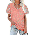 Miniatyrbild 2 av 3: 2023 kortärmad t-shirt för kvinnor Casual lös rund halsad topp Mode som andas sommarkläder Nytt pink M