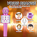 Miniatyrbild 5 av 5: Födelsedagspresent för 6-15 år gammal, trådlös bluetooth karaokemikrofon Rose red