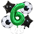 Miniatyrbild 1 av 5: Jätteballonger med nummerballonger för födelsedagar fotbollsdekorationer för fotbolls-VM gynnar tillbehör Number 6 none