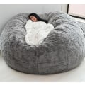 Miniatyrbild 1 av 5: Lazy Sofa Bean Bag konstgjord päls Bean Bag (endast bönor) light gray 180x90cm