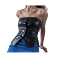 Miniatyrbild 3 av 5: Kvinnor axelbandslösa korsetter Pu-läderväst Tank Bustier Camisole Toppar Clubwear XL