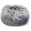 Miniatyrbild 3 av 5: Lazy Sofa Bean Bag Konstgjord päls Bean Bag Bean Bag (135cm*65cm, snögrå) null none