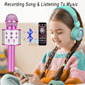 Miniatyrbild 4 av 5: Födelsedagspresent för 6-15 år gammal, trådlös bluetooth karaokemikrofon Rose red