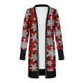 Miniatyrbild 1 av 2: Christmas Cardigan Dam Långärmad Xmas Jumper öppen främre kappa Ivory White L