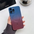 Miniatyrbild 1 av 5: Gradient Color Magsafe- case kompatibelt med Iphone 15 Pro Max, Soft Tpu Slim anti-scratch Shockproof Cover Blue-Red For iPhone 15 Pro Max