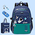 Miniatyrbild 2 av 5: Vattentät barnryggsäck pojkar flickor grundskoleväska ortopedisk barnryggsäck med stor kapacitet mochila infantil Green set none