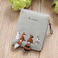 Pikkukuva 1 / 6: Fashion Animal Embroidery Thread Card Pieni lompakko - varastossa grey
