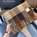 Pikkukuva 2 / 10: Talviruudullinen huivi Pitkä tupsuhuivi KHAKI - spot ale Khaki