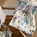 Pikkukuva 8 / 10: Flower Handbag Print Ostoskassit VALKOINEN 28X19.5CM - varastossa white 28x19.5cm