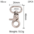 Pikkukuva 1 / 10: 5 irrotettavaa Snap Hook Trigger Clips SILVER 20MM - spot-myynti Silver 20mm