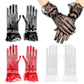 Pikkukuva 4 / 10: Fishnet Mesh Gloves Morsiushanskat RED - spot-myynti Red
