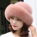 Miniatyrbild 3 av 11: Kvinnor vinter varm hatt mjuk fluffig faux päls trimmade mössor - stock Grå
