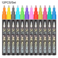 Pikkukuva 1 / 9: Double Line Pen Metallic Markers 12PCS/SET - korkea laatu