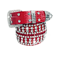 Miniatyrbild 9 av 10: Bling Diamond Läder Bältesnål Spänne Midjeband - high quality White