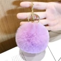 Miniatyrbild 5 av 6: Pompoms Nyckelringar, Plyschväska Charms, Fluffy Pompom Bag Charms, - spot försäljning Hellviolett