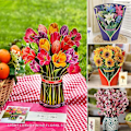 Miniatyrbild 8 av 10: 3D Pop-up bukett Papper Blommor SOL BLOMMA - spot sales