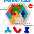 Pikkukuva 4 / 5: Puinen kuusikulmainen palapeli - Brain Teaser Toy Geometry Logic Iq Game - varastossa