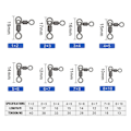 Pikkukuva 2 / 10: 50 kpl / setti Kalastuspyörät Hihat Rolling Swivel - varastossa 2x3