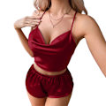 Pikkukuva 2 / 5: Seksikäs alusvaatteet Silky henkselit & shortsit Pyjamas Teddy - varastossa wine red M