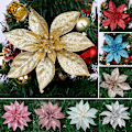 Miniatyrbild 2 av 2: 10 st julkonstgjorda blomma Xmas Tree Party Dekor prydnad - high quality sliver