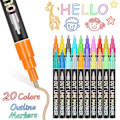 Miniatyrbild 7 av 9: Double Line Penna Metallic Markers 8PCS/ SET - spot försäljning