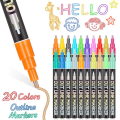 Pikkukuva 7 / 9: Double Line Pen Metallic Markers 20PCS/SET - varastossa