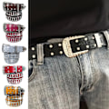 Miniatyrbild 4 av 10: Bling Diamond Läder Bältesnål Spänne Midjeband - high quality White