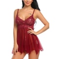 Pikkukuva 1 / 8: Naisten seksikkäitä alusvaatteita Babydoll Bran Alusvaatteet Sleepwear Mekko - spot-myynti Wine Red L