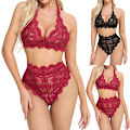 Pikkukuva 7 / 8: Naisten seksikkäät yöasut, pitsiriimurintaliivit, matalavyötäröiset pikkuhousut Bodydoll - spot-ale wine red L