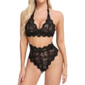 Pikkukuva 2 / 5: Naisten seksikkäät yöasut, pitsiriimurintaliivit, matalavyötäröiset pikkuhousut Bodydoll - spot-myynti black L