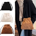Pikkukuva 1 / 9: Naisten olkalaukut Fluffy Bucket Bag kiristysnyörillä - laadukas beige