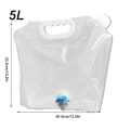 Miniatyrbild 5 av 5: Bärbar vattenpåse i plast med hopfällbar behållare vit L - on stock white