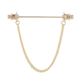Pikkukuva 1 / 10: Collar Bar Pin Tie Rintaneula GOLD SINGLE CHAIN ​​- varastossa Gold Single Chain-Single Chain