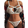 Miniatyrbild 1 av 2: Damunderkläder Set Spets BH Push Up Thong Trosa Set Underkläder - high quality white XL