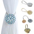 Miniatyrbild 1 av 10: 2st gardinbindningar Magnetisk strass inlagt bindningsspänne - stock Golden Peacock Blue