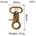Pikkukuva 1 / 10: 5 irrotettavaa Snap Hook Trigger Clips -klipsiä BRONZE 20MM - korkea laatu Bronze 20mm