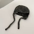 Stickad cap Hörselskydd Mössa SVART&GRÅ - stock black&grey