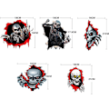 Pikkukuva 2 / 10: 3D Skeleton Skull ar Stickers ar Body Scratches -tarrat - varastossa C