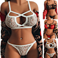 Miniatyrbild 2 av 2: Damunderkläder Set Spets BH Push Up Thong Trosa Set Underkläder - high quality white XL