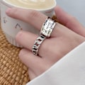 Pikkukuva 9 / 10: Double Dandelion Kaiverretut Kirjaimet Meditaatio Spinner Ring - Stock 12
